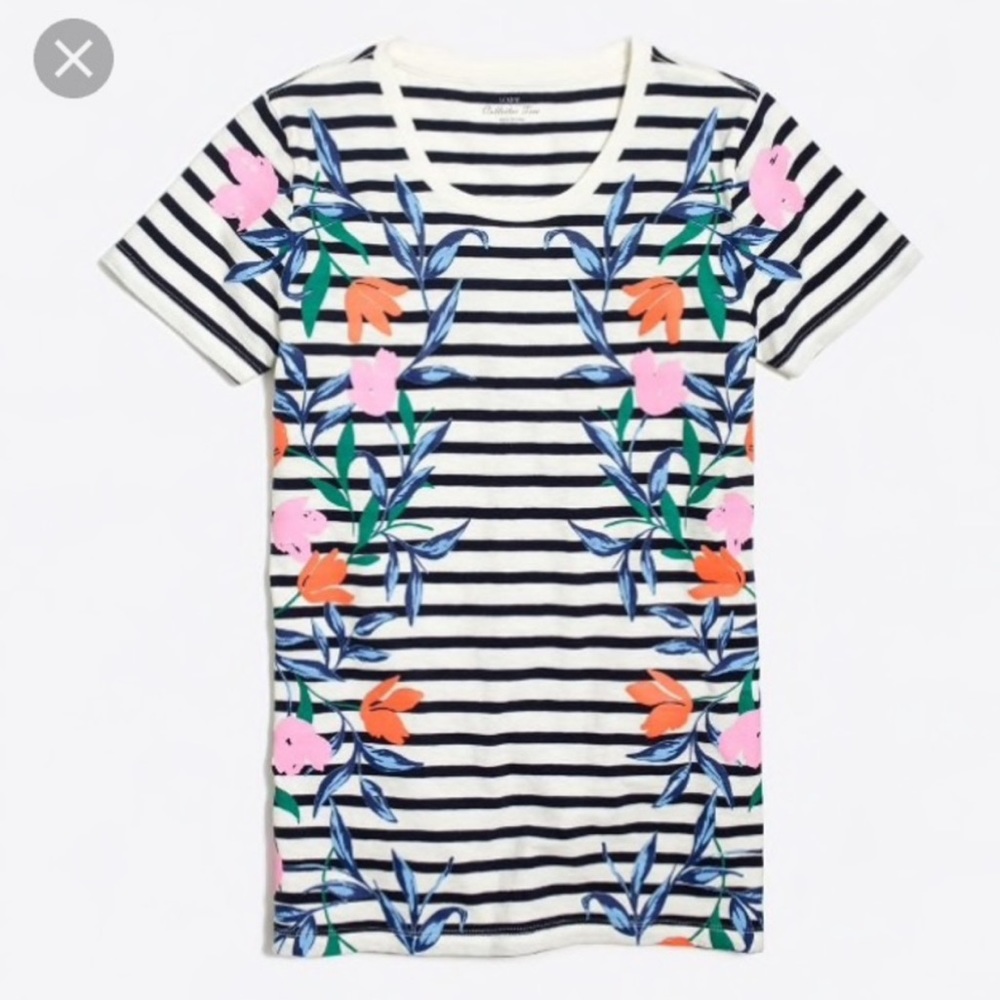J. Crew Collections Striped Flower Tee